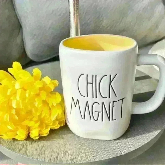 NEW Rae Dunn - CHICK MAGNET - YELLOW Interior Cute Coffee Mug/Cup - HTF - Picture 9 of 13